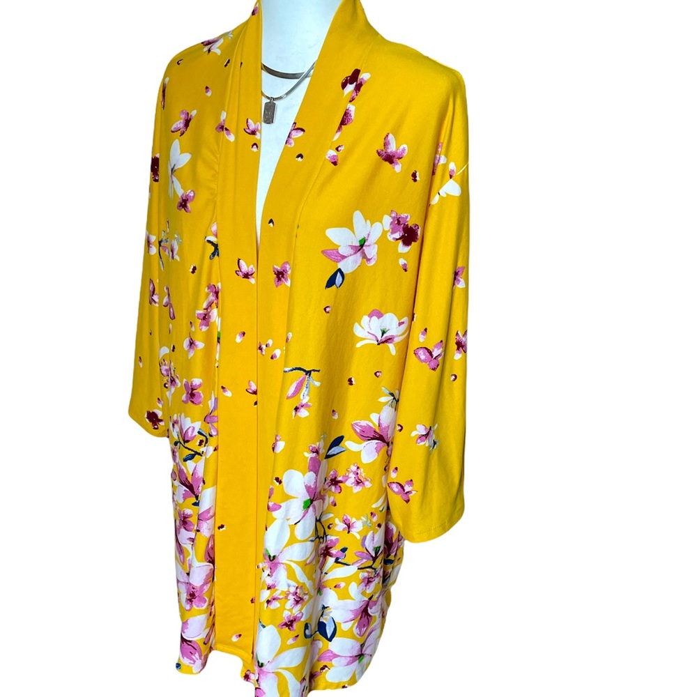 Reborn J Floral Yellow/Purple Kimono Cardigan SZ:M